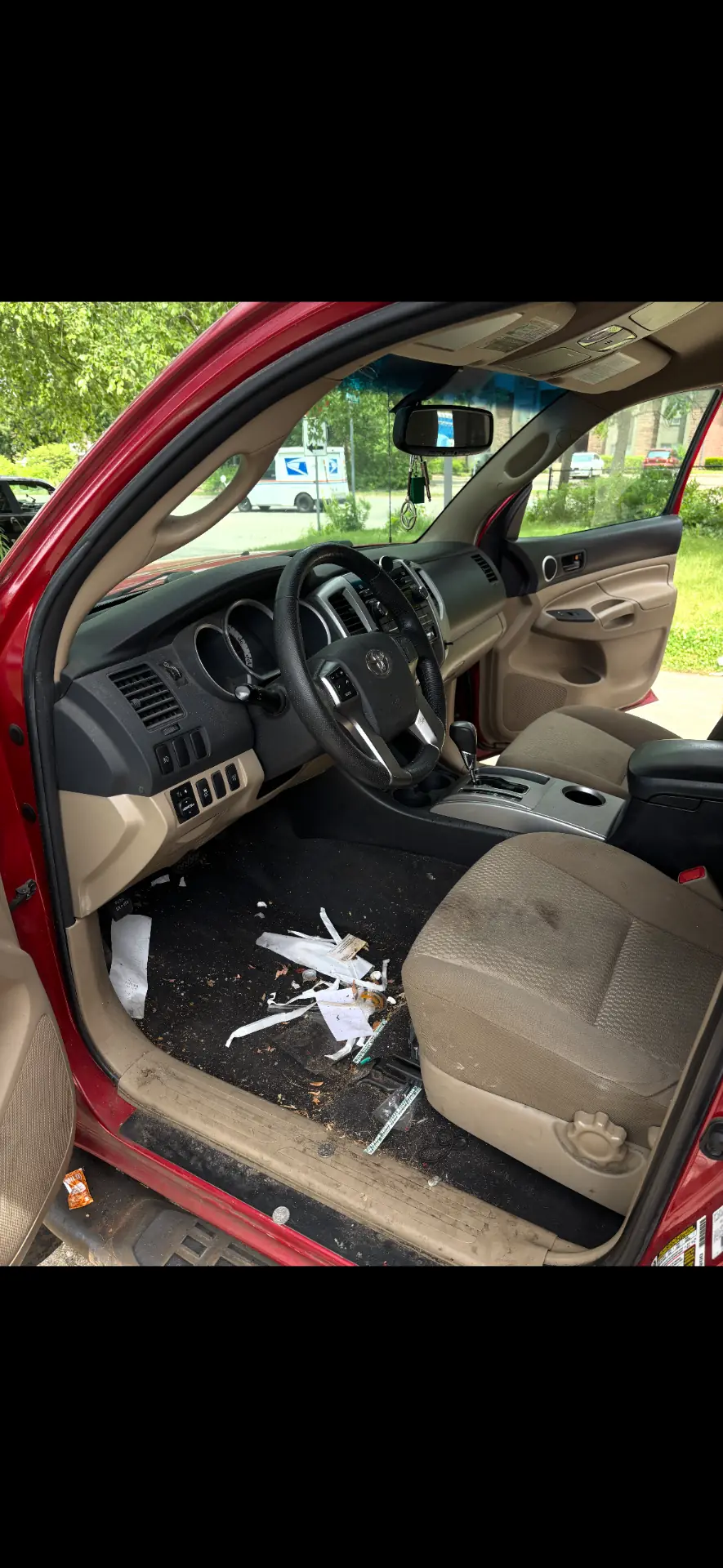 Toyota Tacoma interior — before detailing